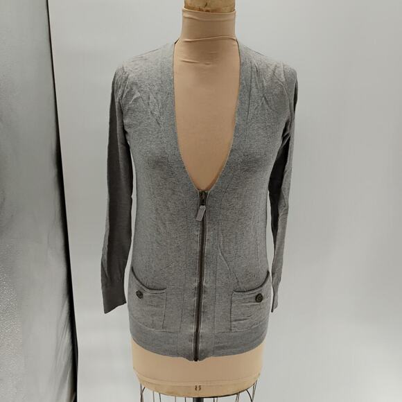 MASSIMO DUTTI V-Neck Cardigan Elbow Patches Angora Womens S - Picture 2 of 12